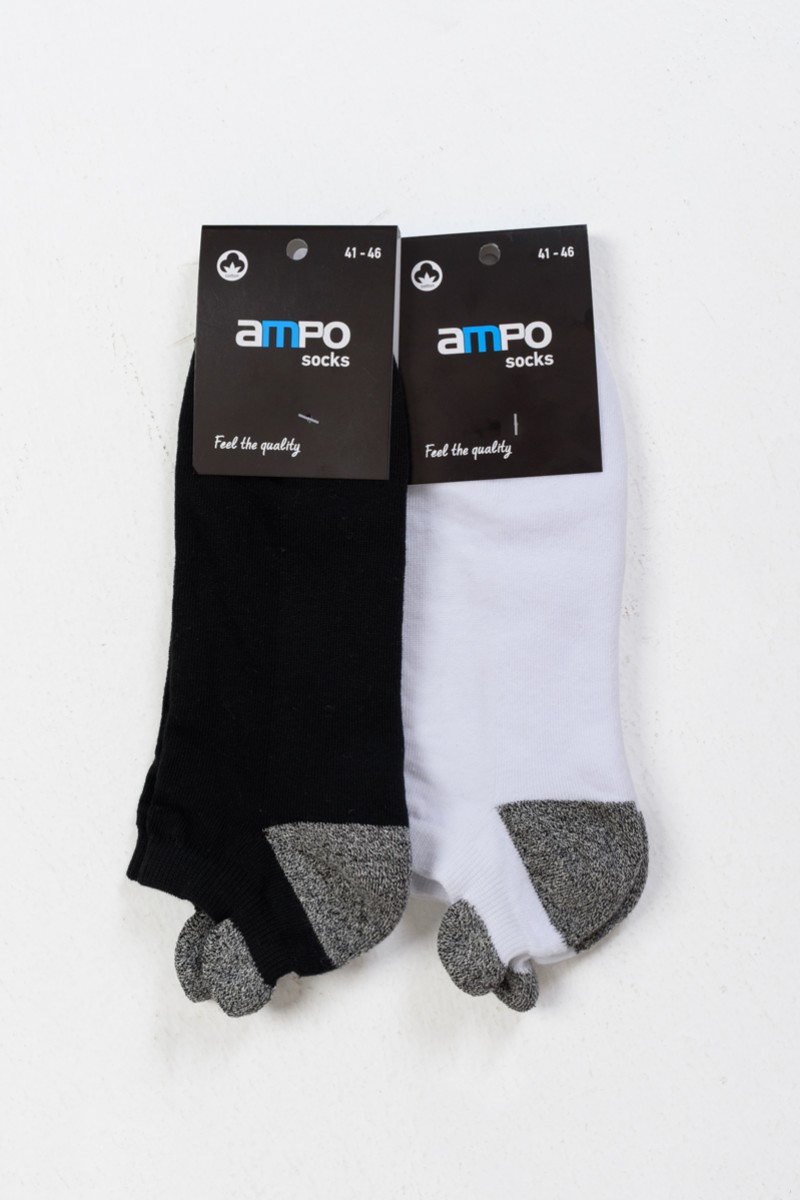 Κοντές Αθλητικές Κάλτσες AMPO Μισό πετσέτα Μαύρο Λευκό