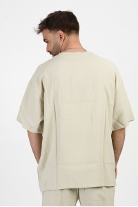 Ανδρική μπλούζα λινή COTTON4ALL Εκρού 24-943