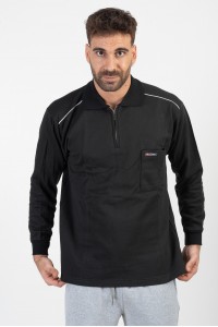 Μπλούζα Φούτερ με γιακά και τσέπη COTTON4ALL Μαύρο 006