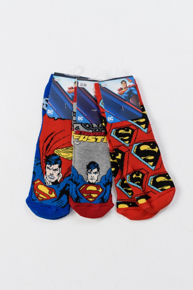 Παιδικές Κάλτσες με βεντουζάκια SUPERMAN 3PACK SM21562