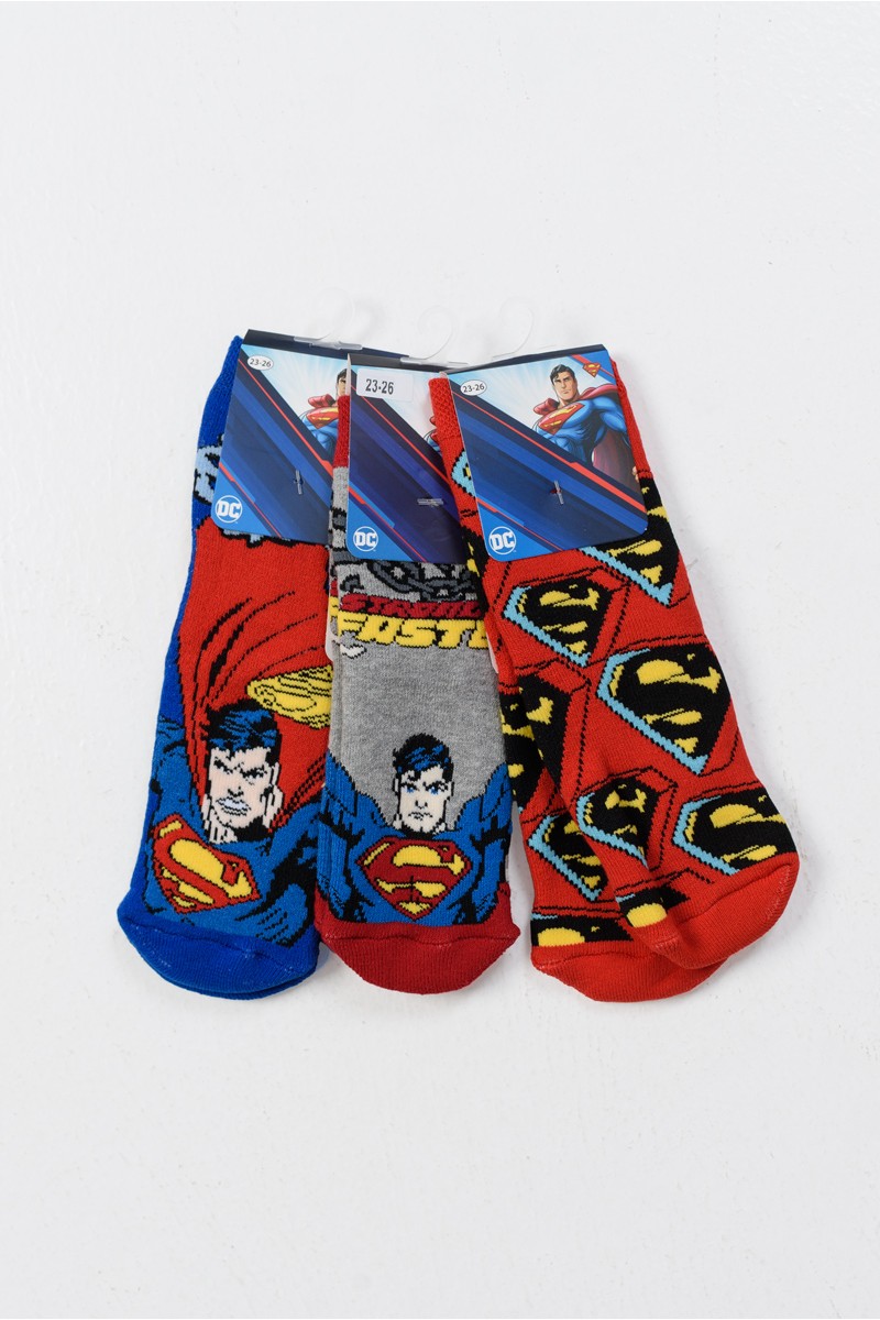 Παιδικές Κάλτσες με βεντουζάκια SUPERMAN 3PACK SM21562