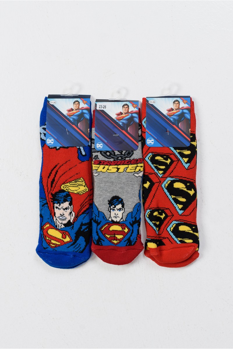 Παιδικές Κάλτσες με βεντουζάκια SUPERMAN 3PACK SM21562