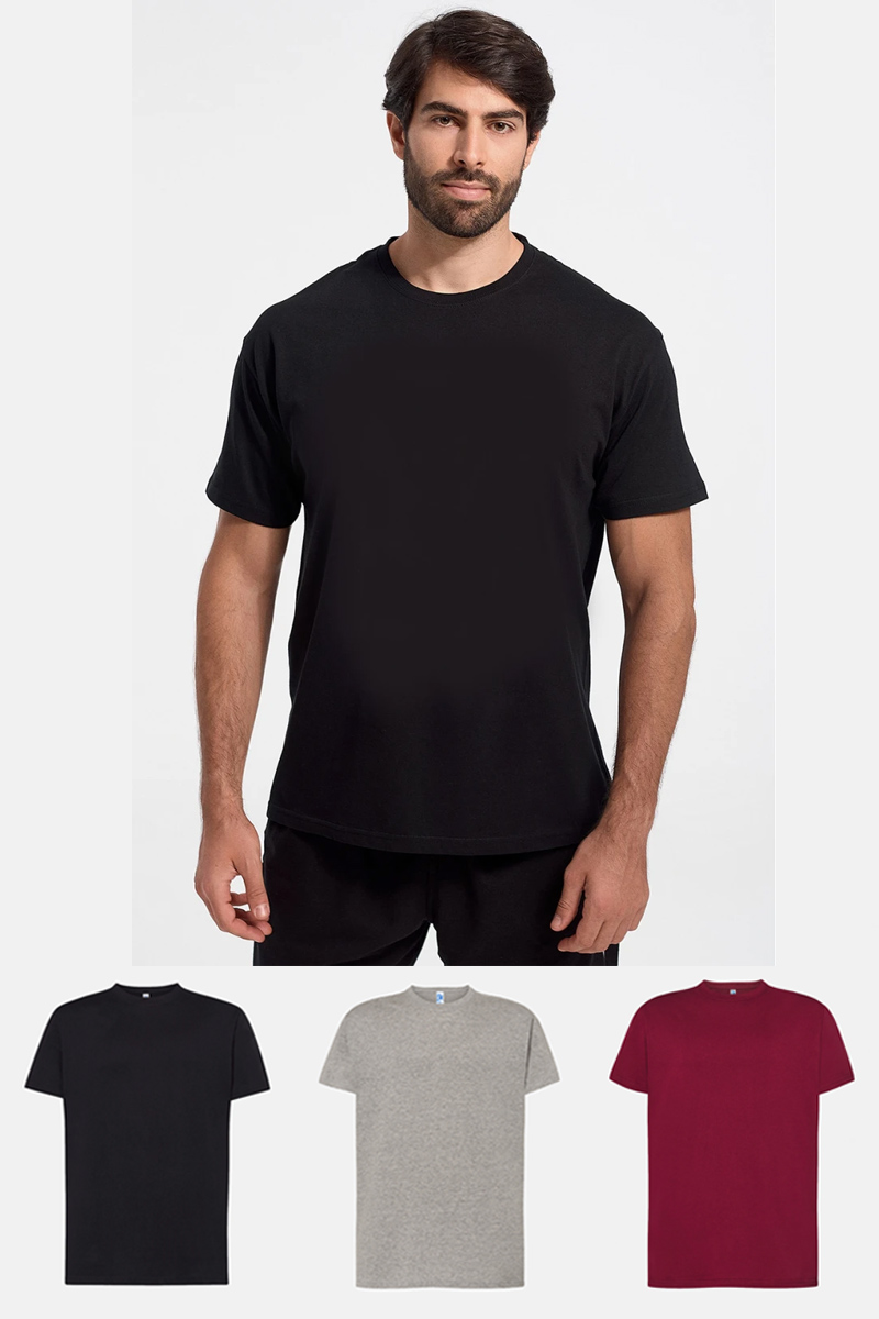 Μονόχρωμα T-Shirts JHK 3 PACK Μαύρο Γκρι Μπορντό
