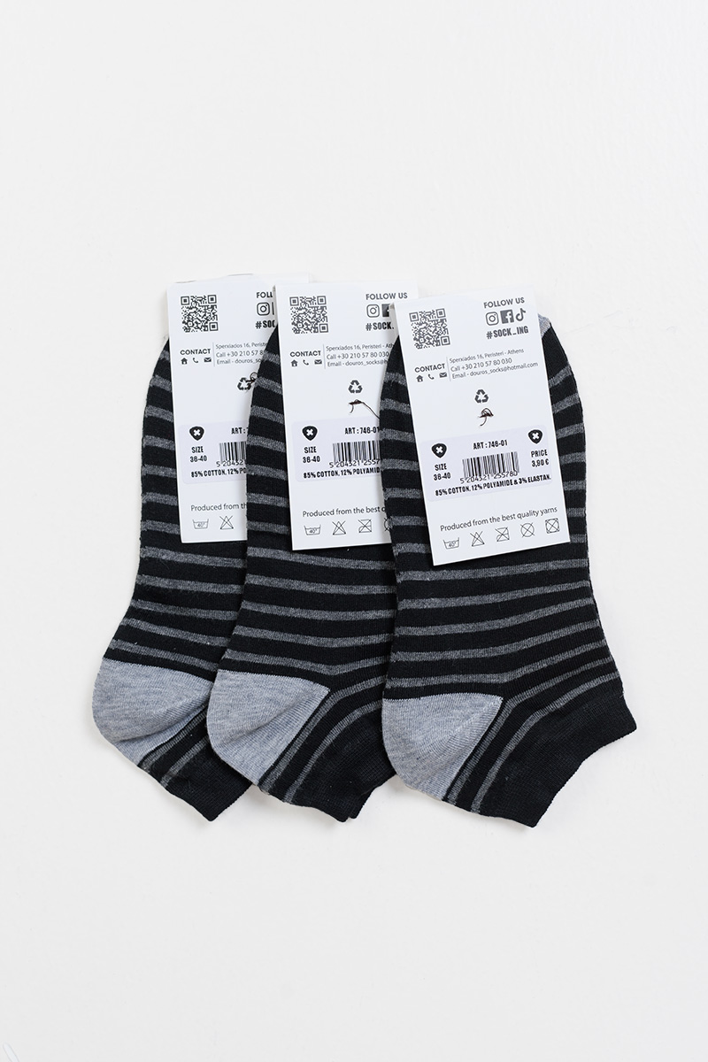 Κοντές κάλτσες ριγέ SOCKING 3 Pack 746-01