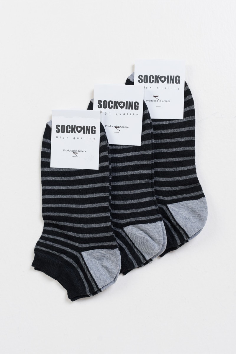 Κοντές κάλτσες ριγέ SOCKING 3 Pack 746-01