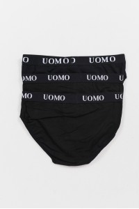 Ανδρικά Σλιπ UOMO 3 PACK 1017 ΜΑΥΡΟ