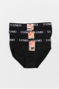 Ανδρικά Σλιπ UOMO 3 PACK 1017 ΜΑΥΡΟ