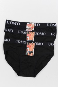 Ανδρικά Σλιπ UOMO 3 PACK 1017 ΜΑΥΡΟ