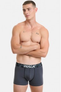 Ανδρικά εσώρουχα WALK Boxers 2 PACK W1762-4 ΜΑΥΡΟ ΓΚΡΙ