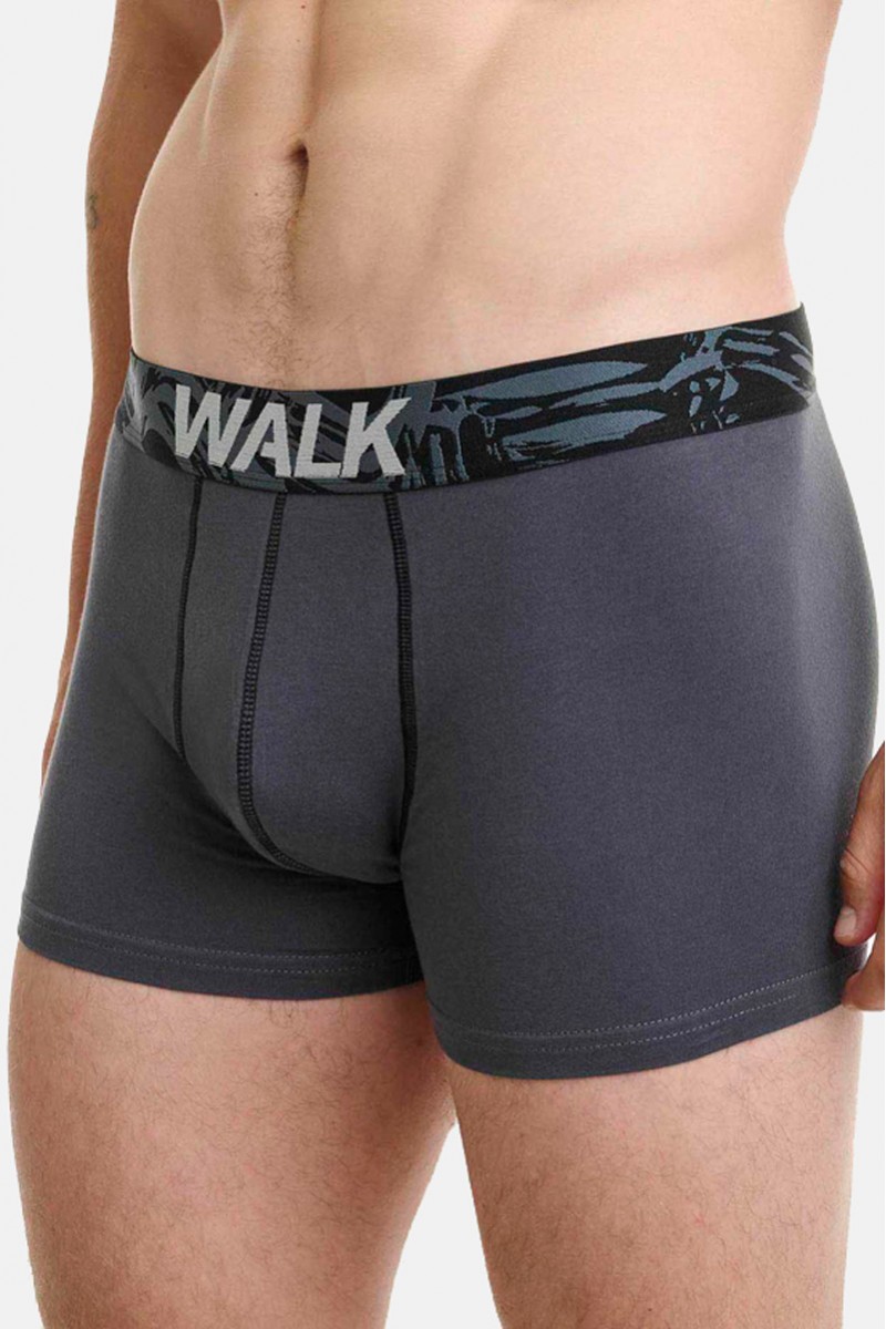 Ανδρικά εσώρουχα WALK Boxers 2 PACK W1762-4 ΜΑΥΡΟ ΓΚΡΙ