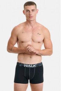 Ανδρικά εσώρουχα WALK Boxers 2 PACK W1762-4 ΜΑΥΡΟ ΓΚΡΙ