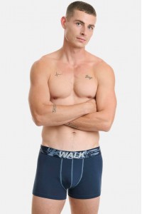 Ανδρικά εσώρουχα WALK Boxers 2 PACK W1762-4 ΜΠΛΕ ΣΚΟΥΡΟ ΡΑΦ